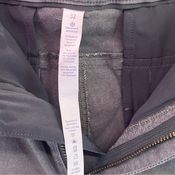 Lululemon Shorts Mens 32 Gray Commission Classic Fit Oxford Chino - Picture 3 of 8